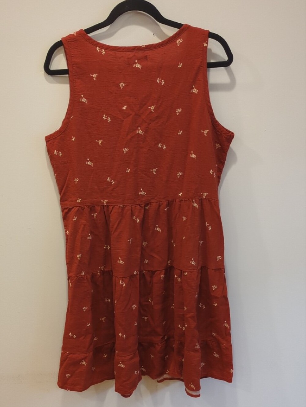 Granola Boho Beach Coastal Toad&Co Red Orange White Floral Mini Dress Size Large - Picture 9 of 9